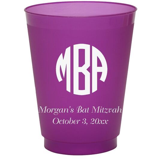 Rounded Monogram with Text Colored Shatterproof Cups